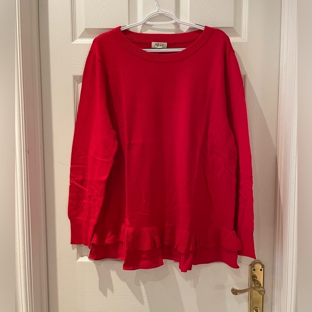 Ruffle sweater red